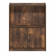 Furinno GRUEN 2-Tier Open Shelf Bookcase with Doors 9.3 x 21.8 x 27 Amber Pine
