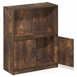 Furinno GRUEN 2-Tier Open Shelf Bookcase with Doors 9.3 x 21.8 x 27 Amber Pine