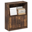 Furinno GRUEN 2-Tier Open Shelf Bookcase with Doors 9.3 x 21.8 x 27 Amber Pine