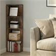 Furinno PASIR 4-Tier Corner Open Shelf Bookshelf 9.3 x 12 x 41.4 Amber Pine