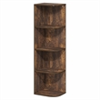 Furinno PASIR 4-Tier Corner Open Shelf Bookshelf 9.3 x 12 x 41.4 Amber Pine