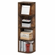 Furinno PASIR 4-Tier Corner Open Shelf Bookshelf 9.3 x 12 x 41.4 Amber Pine
