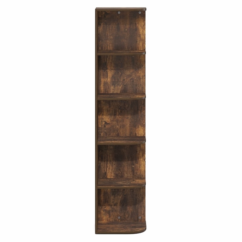 Furinno PASIR 5-Tier Corner Open Shelf Bookshelf 9.3 x 12 x 51.7 Amber Pine