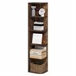 Furinno PASIR 5-Tier Corner Open Shelf Bookshelf 9.3 x 12 x 51.7 Amber Pine