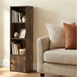 Furinno LUDER 4-Tier Bookcase with 1 Door Cabinet 9.3 x 12 x 41.8 Amber Pine