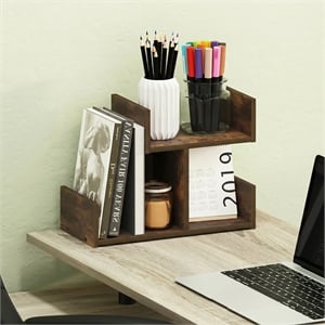 Furinno HERMITE 2-Tier U-shape Office Organization Shelf Amber Pine