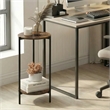 Furinno BESI 2-Tier Round Narrow Metal Frame Metal Legs End Table Amber Pine