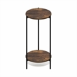 Furinno BESI 2-Tier Round Narrow Metal Frame Metal Legs End Table Amber Pine