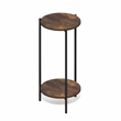Furinno BESI 2-Tier Round Narrow Metal Frame Metal Legs End Table Amber Pine