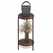 Furinno BESI 2-Tier Round Narrow Metal Frame Metal Legs End Table Amber Pine