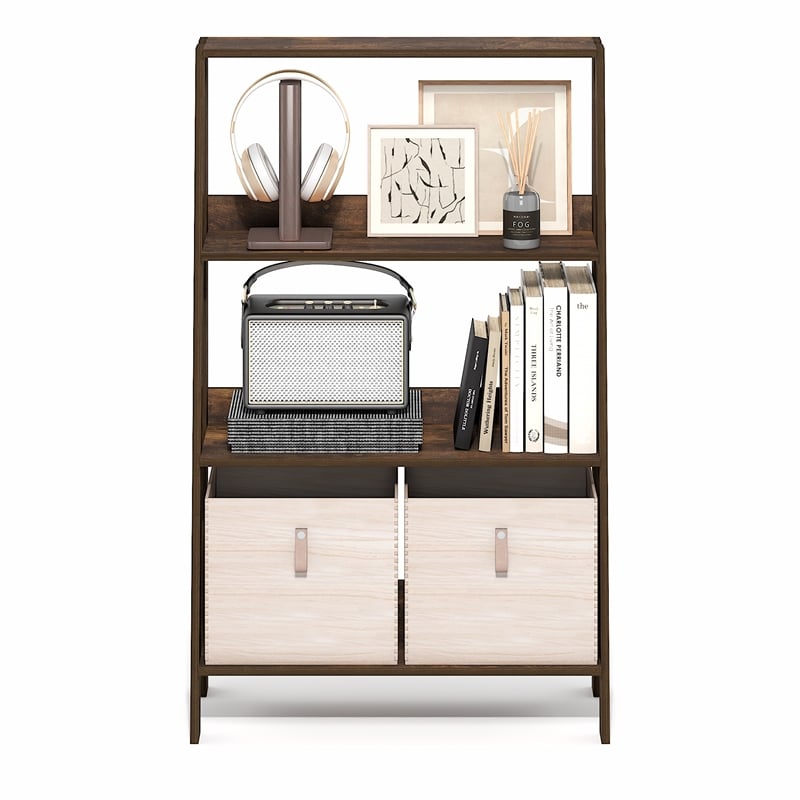 Furinno LADDER 4-Tier Ladder Open Frame Bookcase Amber Pine