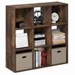 Furinno PELLI 9-Cube 3x3 Cube Bookcase 11.7 x 35.3 x 35.4 Amber Pine
