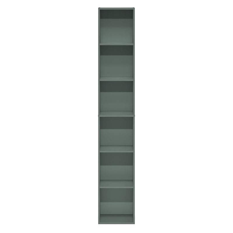 Furinno LUDER 6-Tier Tall Open Shelving Bookshelf 9.3 x 12 x 71 Sage Green