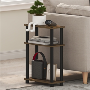 Furinno TURN-N-TUBE 3-Tier Slim Toolless End Table with Storage Shelf Amber Pine