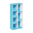Furinno LUDER 7-Cube Open Shelves Bookcase 9.4 x 19.5 x 41.7 White/Light Blue