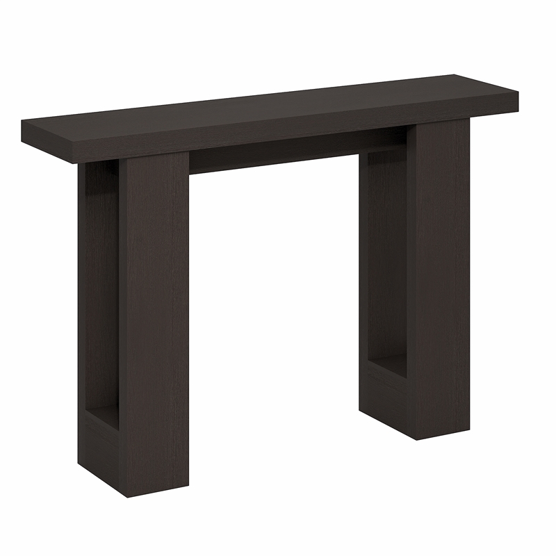Furinno ARA 47-Inch Console Table with 2 Bottom Shelf Black Dark Oak