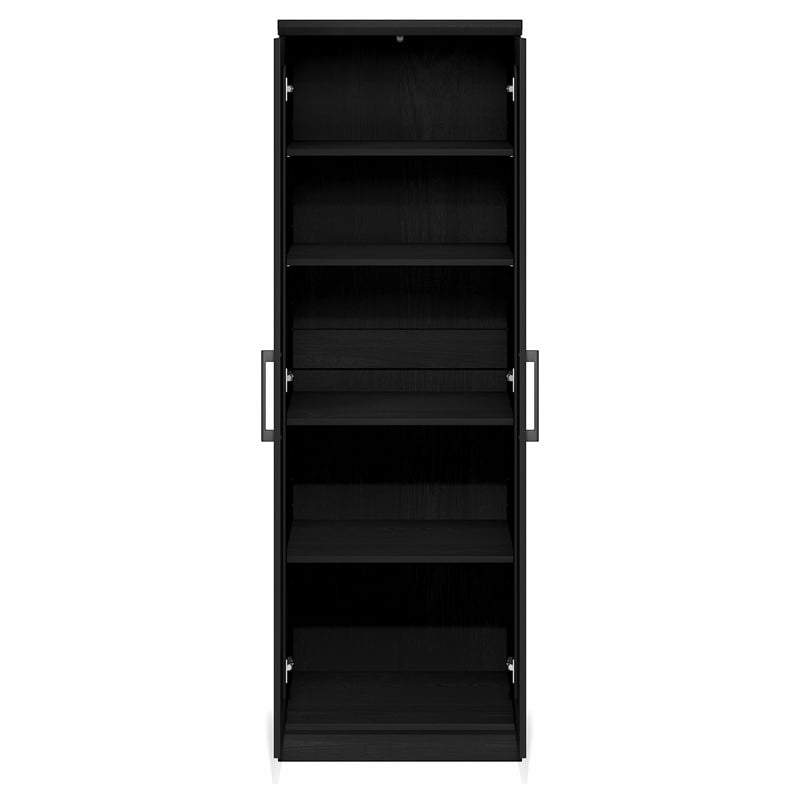 Furinno ROBIN 5-Tier Pantry Cabinet 23W with 2 Shaker-Doors Black Woodgrain