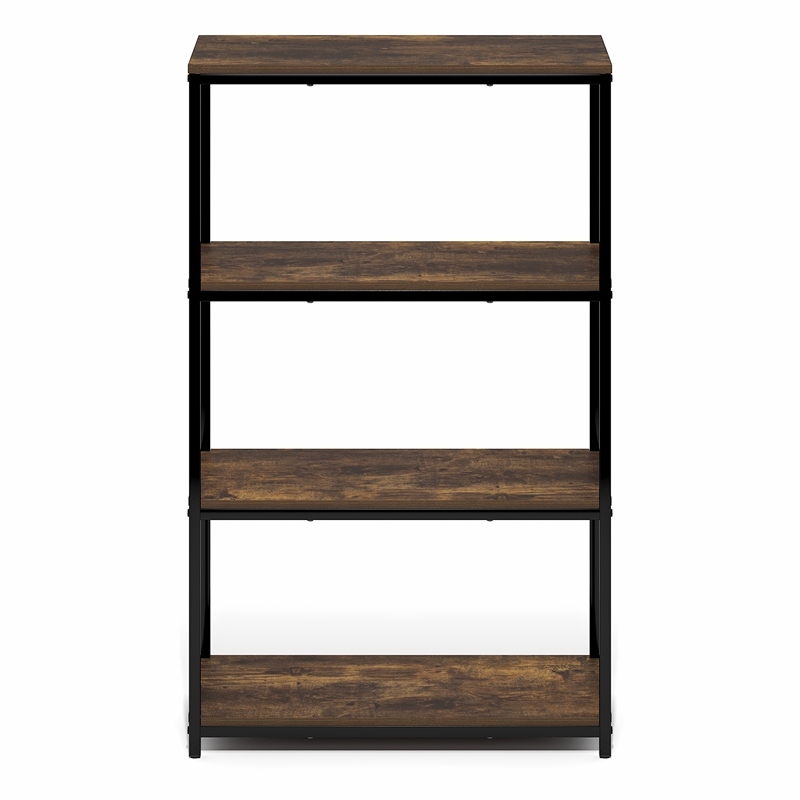 Furinno SIMPLISTIC 4-Tier Metal Frame Bookcases 11.8 x 23.6 x 38.6 Amber Pine