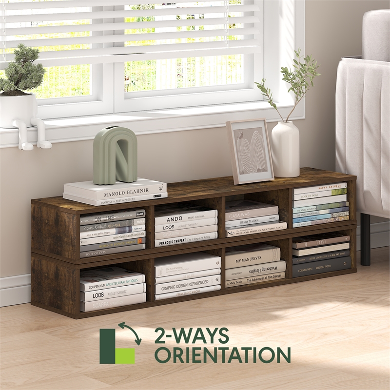 Furinno FULDA 4-Tier 6-In Width Narrow Bookcase 9.3 x 5.9 x 41.6 Amber Pine