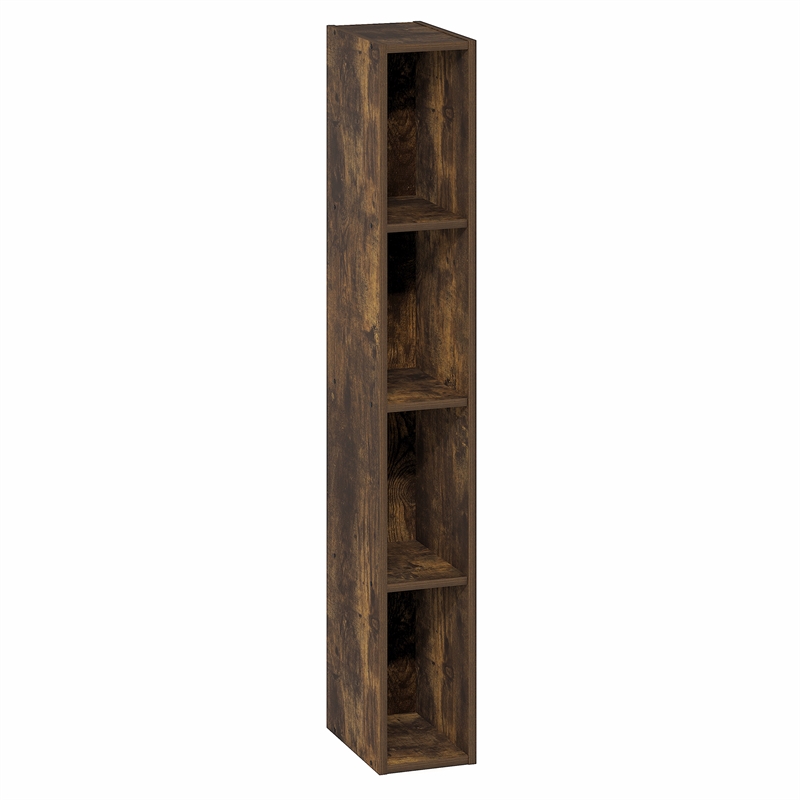 Furinno FULDA 4-Tier 6-In Width Narrow Bookcase 9.3 x 5.9 x 41.6 Amber Pine