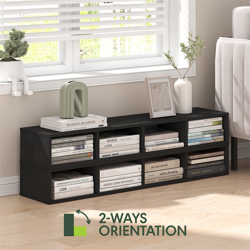 Furinno FULDA 4-Tier 6-In Width Narrow Bookcase 9.3 x 5.9 x 41.6 Blackwood