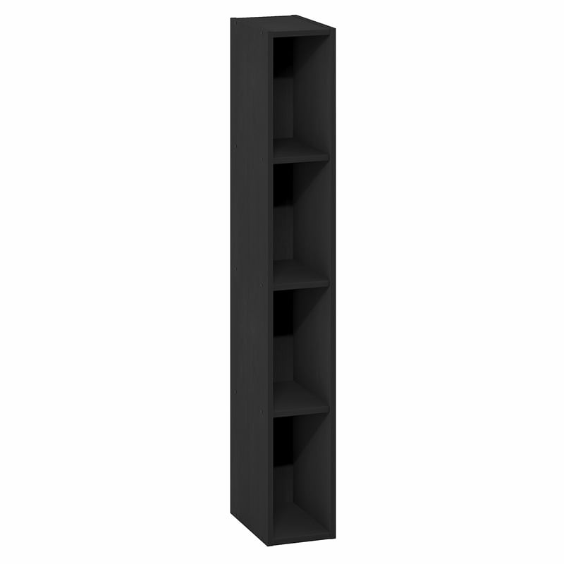 Furinno FULDA 4-Tier 6-In Width Narrow Bookcase 9.3 x 5.9 x 41.6 Blackwood
