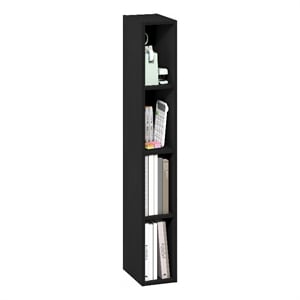 Furinno FULDA 4-Tier 6-In Width Narrow Bookcase 9.3 x 5.9 x 41.6 Blackwood