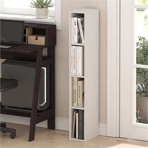 Furinno FULDA 4-Tier 6-In Width Narrow Bookcase 9.3 x 5.9 x 41.6 White