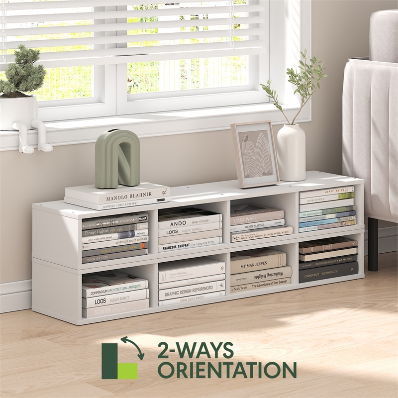 Furinno FULDA 4-Tier 6-In Width Narrow Bookcase 9.3 x 5.9 x 41.6 White