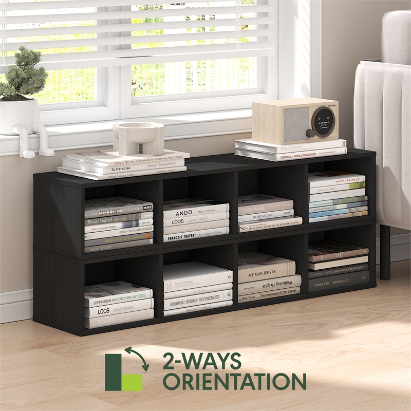 Furinno FULDA 4-Tier 8-In Width Narrow Bookcase 9.3 x 7.9 x 41.6 Blackwood