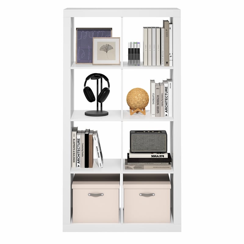 Furinno CUBICLE 8-Cube 2-Inch Thick Reversible Bookcase 15.4 x 30.8 x 57.5 White