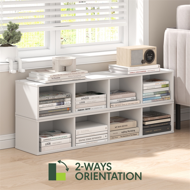 Furinno FULDA 4-Tier 8-In Width Narrow Bookcase 9.3 x 7.9 x 41.6 White