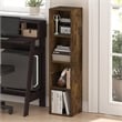 Furinno FULDA 4-Tier 10-In Width Narrow Bookcase 9.3 x 9.8 x 41.6 Amber Pine
