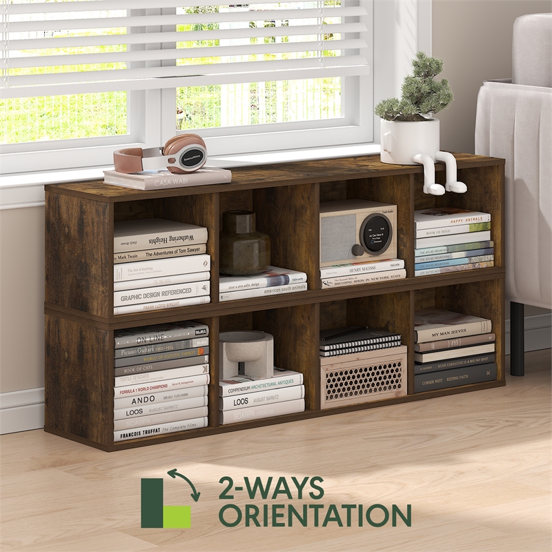 Furinno FULDA 4-Tier 10-In Width Narrow Bookcase 9.3 x 9.8 x 41.6 Amber Pine