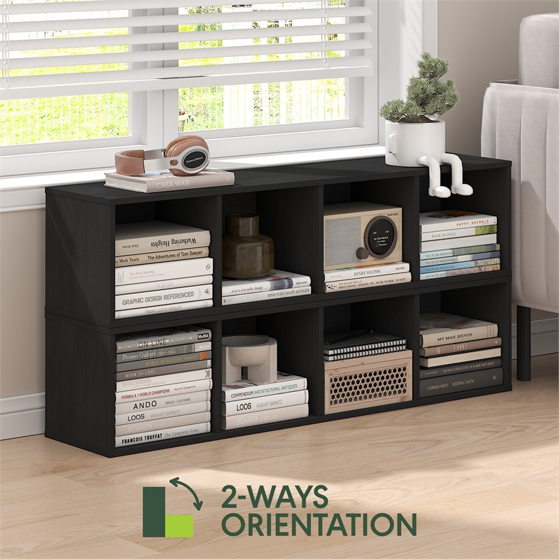 Furinno FULDA 4-Tier 10-In Width Narrow Bookcase 9.3 x 9.8 x 41.6 Blackwood