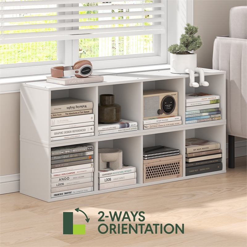 Furinno FULDA 4-Tier 10-In Width Narrow Bookcase 9.3 x 9.8 x 41.6 White