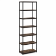 Furinno SIMPLISTIC 7-Tier Metal Frame Bookcases 11.8 x 23.6 x 74.9 Amber Pine