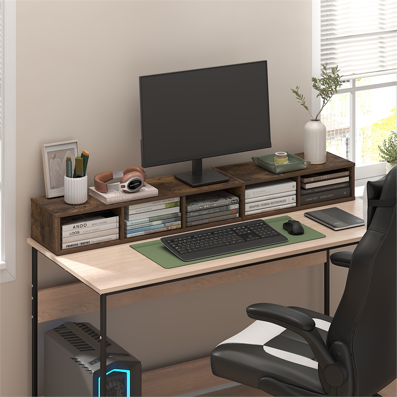 Furinno FULDA 5-Tier 6-In Width Narrow Bookcase 9.3 x 5.9 x 51.9 Amber Pine