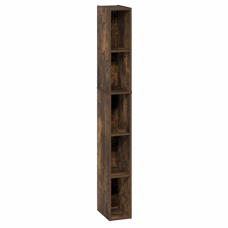 Furinno FULDA 5-Tier 6-In Width Narrow Bookcase 9.3 x 5.9 x 51.9 Amber Pine