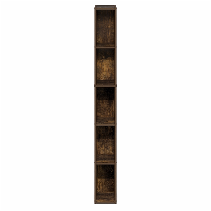 Furinno FULDA 5-Tier 6-In Width Narrow Bookcase 9.3 x 5.9 x 51.9 Amber Pine