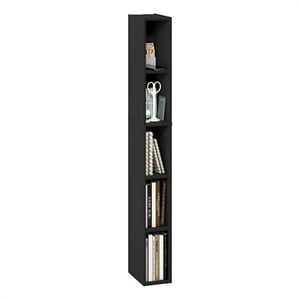 Furinno FULDA 5-Tier 6-In Width Narrow Bookcase 9.3 x 5.9 x 51.9 Blackwood