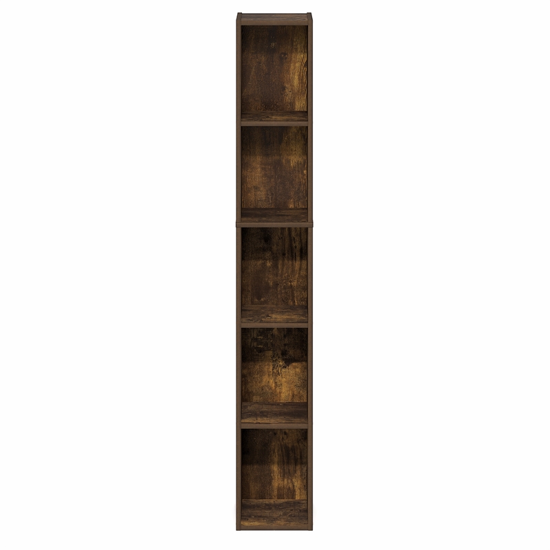 Furinno FULDA 5-Tier 8-In Width Narrow Bookcase 9.3 x 7.9 x 51.9 Amber Pine