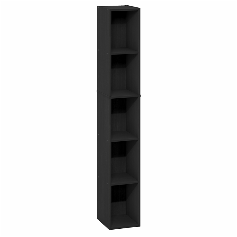 Furinno FULDA 5-Tier 8-In Width Narrow Bookcase 9.3 x 7.9 x 51.9 Blackwood