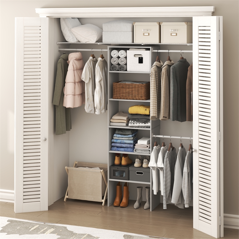 Furinno FANO 5-Tier Adjustable Closet Storage Organizer 14.8 x 23.6 x 82.1 White