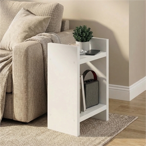 Furinno VIOLA 2-Tier Open End Table 1.2-Inch Extra Thick Frame Nightstand White