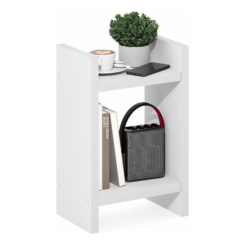 Furinno VIOLA 2-Tier Open End Table 1.2-Inch Extra Thick Frame Nightstand White