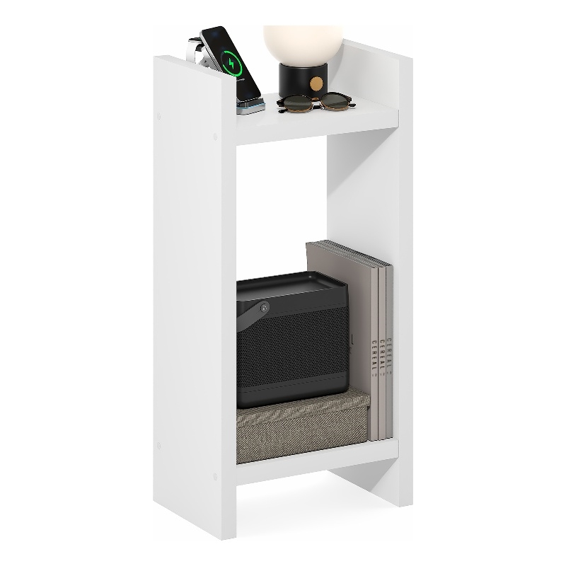 Furinno VIOLA 2-Tier Tall Open End Table 1.2-Inch Extra Thick Frame White