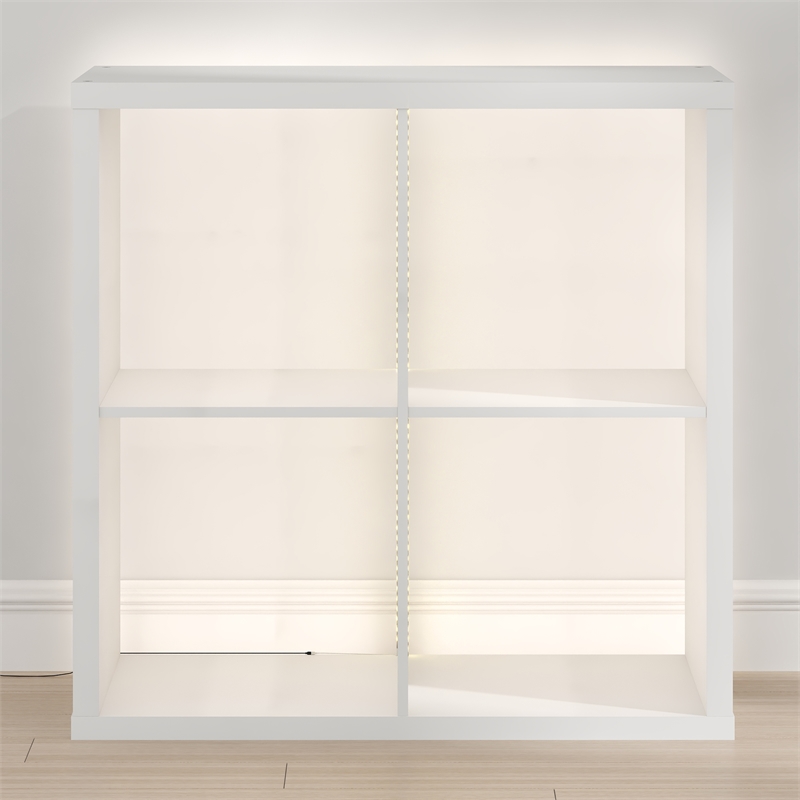 Furinno CUBICLE LED Lights 4-Cube Reversible Extra Thick Frame Bookcase White