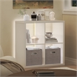 Furinno CUBICLE LED Lights 4-Cube Reversible Extra Thick Frame Bookcase White