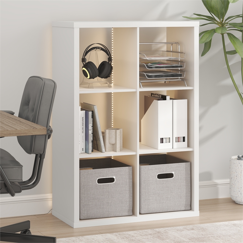 furinno cubicle led lights 6-cube reversible extra thick frame bookcase white